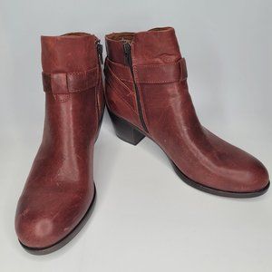 B.O.C Women's Ankle Boots Round Toe Zipper Burgundy Size 11M